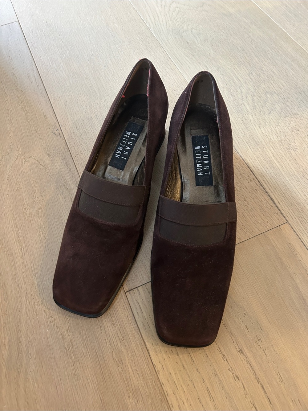 Stuart Weitzman Men's Suede Loafers in Deep Burgundy
